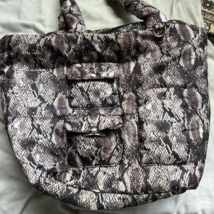 snake print puffer tote